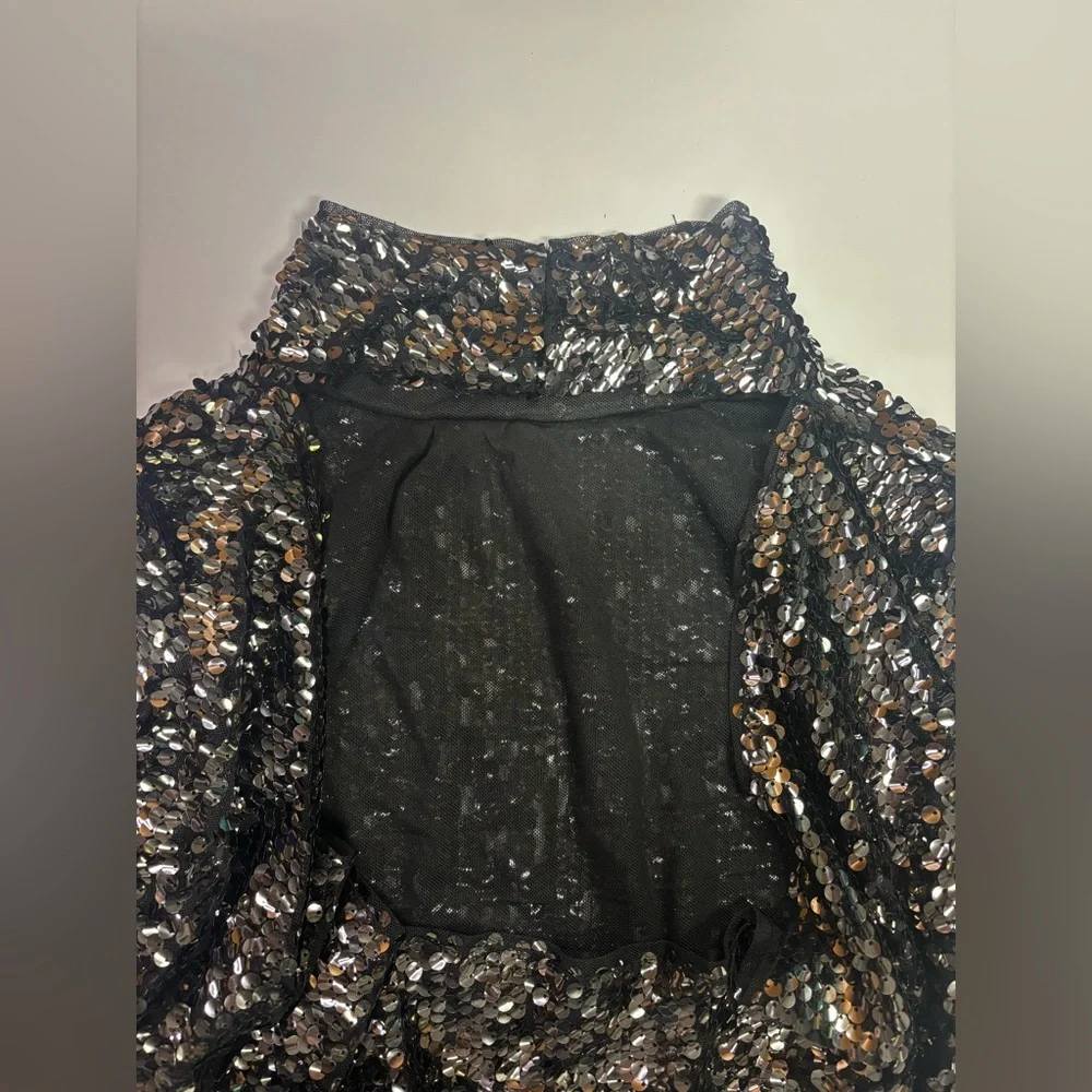 321. Free People Black Sequin Backless Top - Picture 5 of 5